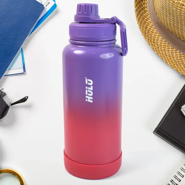 Customize Two Tone Pink Stainless Steel Water Bottle | Copper Coated Vacuum Insulation | Powder Coated | Secure Grip | Leakproof Easy Pour Cap (1000ml)