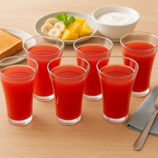 [0630_juicy_glass] Stylish look Plastic Juicy Glass, Transparent Glasses Set 300ml (6pcs)