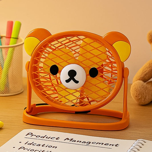 [7714_mini_fancy_fan_no7] Stylish & Silent: Teddy Bear USB Fan for Any Space – Adjustable Cooling!