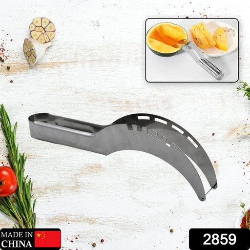 [2859_watermelon_cutter_slicer_steel] Stainless Steel Watermelon Cantaloupe Slicer Knife, Corer Fruit, Vegetable Tools Kitchen