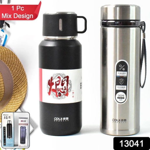 [13040_vacuum_ss_water_bottle_900ml] Stainless Steel Vacuum Insulated Water Bottle | Leak Proof Flask for Tea Coffee | With Steel Cup