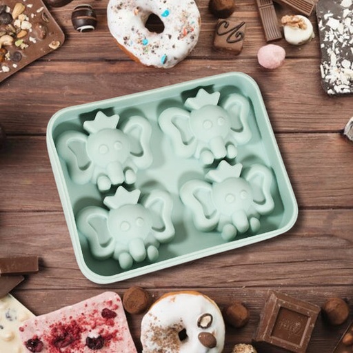 [8160_silicone_4grid_ice_tray_1pc] Silicone Cartoon Shape 4 Grid Ice Cube Tray Ice Cube Molds Trays Small Cubes Tray For Fridge, Flexible Silicon Ice Tray (1 pc)