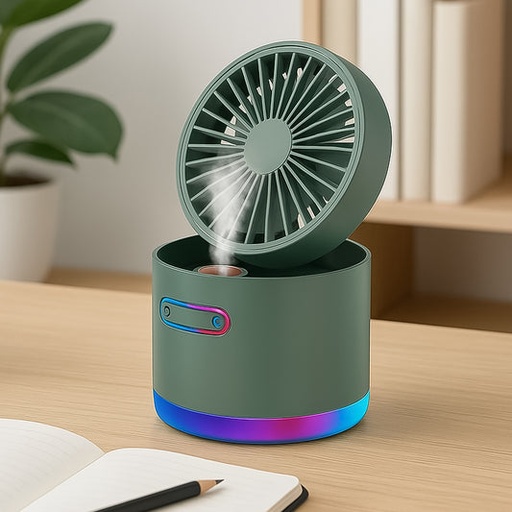 [7615_humidifier_with_fan] Mini Desktop Cooling Fan with Humidifier Spray