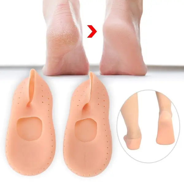 [6037_anti_heel_sili_socks] Anti Crack silicone Gel Foot Protector Moisturising Socks
