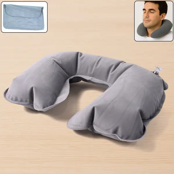 [8540_u_shape_neck_travel_pillows] Inflatable & Foldable, Pillow U Shape Air Cushion Travel Pillow (1 Pc / Mix Color)