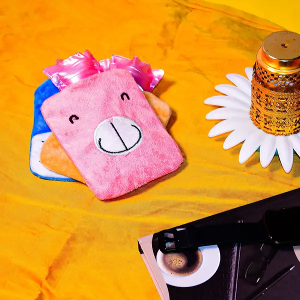 [6502_chb_pink_cartoon_hot_bag] Pink Hot Water Bag with Cover – Relief for Neck, Shoulders & Cramps