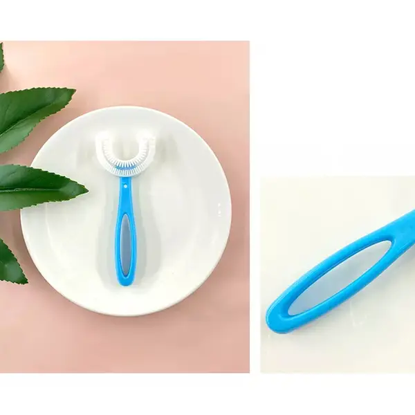 [4003_long_u_shaped_toothbrush] U-Shaped Toothbrush for Kids Manual Whitening Toothbrush Silicone Brush Head for Kids Children Infant Toothbrush For 2-6 Years