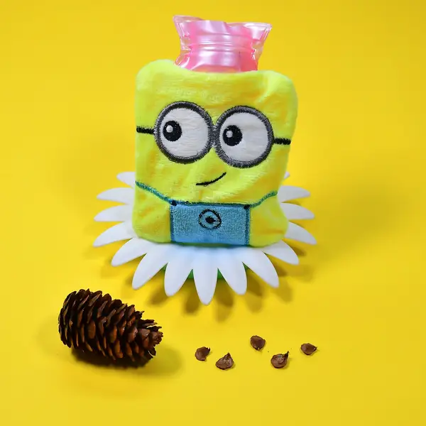 [6507_chb_minions_2eye_waterbag] Minions Hot Water Bag - 2-Eye Design with Cover for Pain Relief & Warming