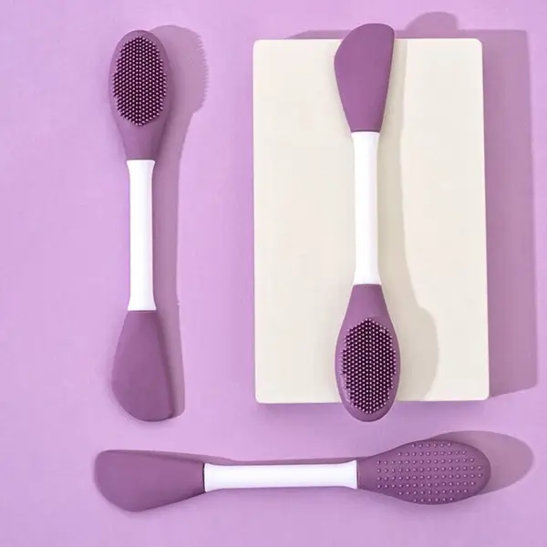 [12532_2head_face_mask_brush_1pc] Double-Headed Silicone Mask Brush – Facial Cleansing & Mask Application Tool (1 Pc)
