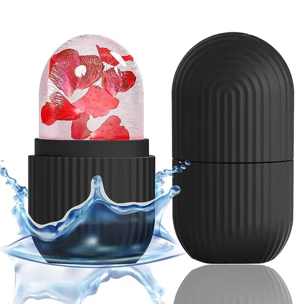 [1224b_blk_face_ice_roller] Face Ice Roller Massager for Swelling & Puffiness Reduction (Black)