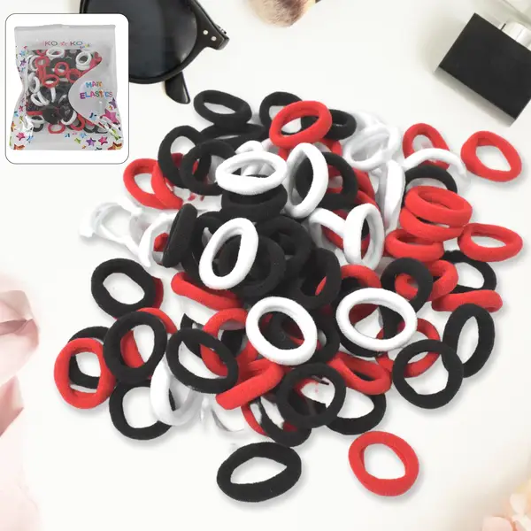 [14038_rubber_hair_bands_50pc_no2] Small Hairbands Bands for Hair Rubber Bands (Pack of 50 / Multicolour), Hair accessories