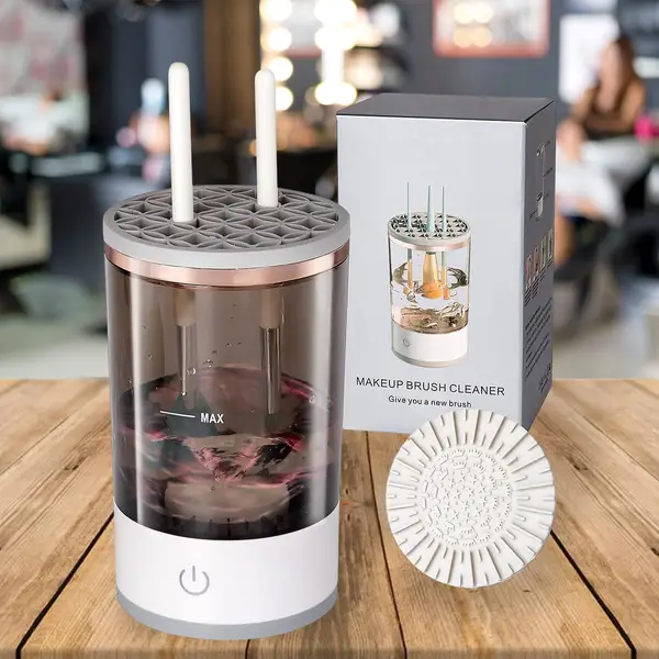 [12987_ele_makeup_brush_cleaner] Automatic Makeup Brush Cleaner Fast Electric Brush Cleaner Hand Free Machine Super Clean Brush Washer & Brushes Organizer Tool (1 Pc)