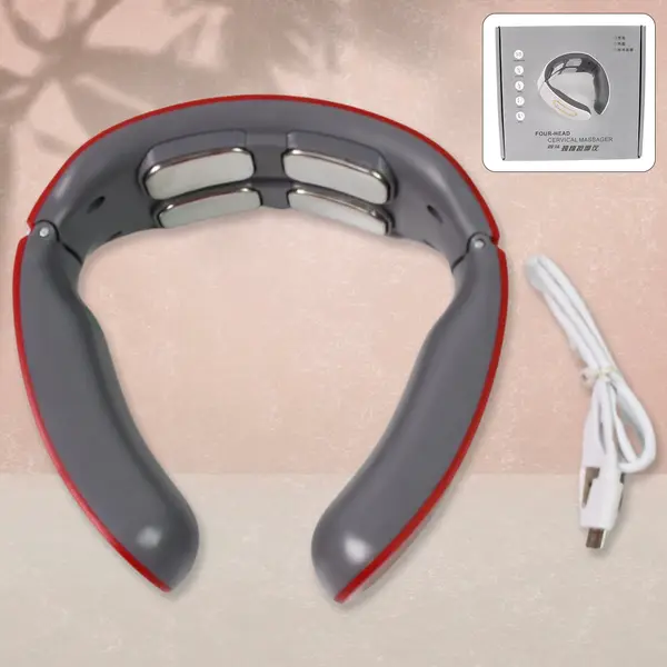 [13944_wireless_electric_neck_massager] 4 Heads Smart Electric Neck and Back Pulse Massager (1 Pc / Mix Design)