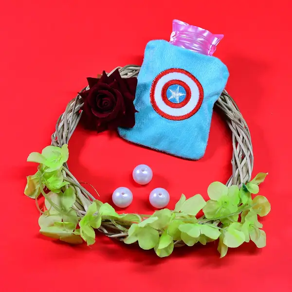 [6517_chb_captain_shield_hotbag] Captain America Print Small Hot Water Bag with Cover for Pain Relief