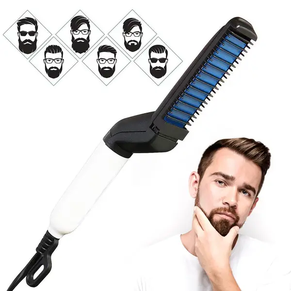 [0348_men_straightner] Men's Beard and Hair Curling Straightener (Modelling Comb), Hair accessories