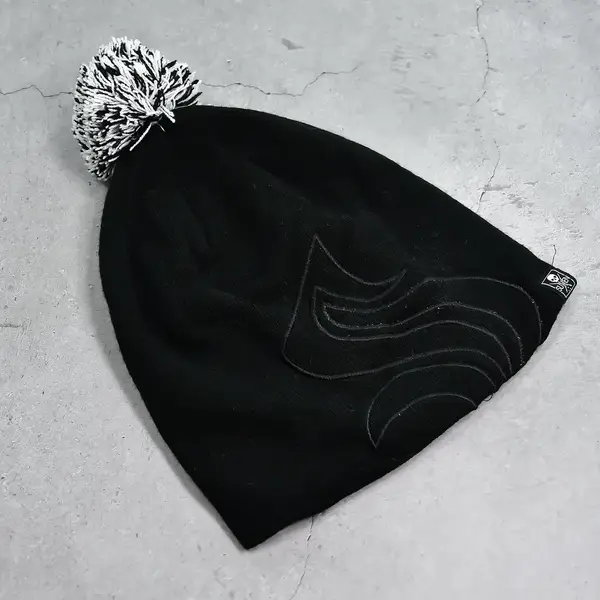 [6341_cwc_winter_cap_b] Men's and Women's Skull Slouchy Winter Woolen Knitted Black Inside Fur Beanie Cap.