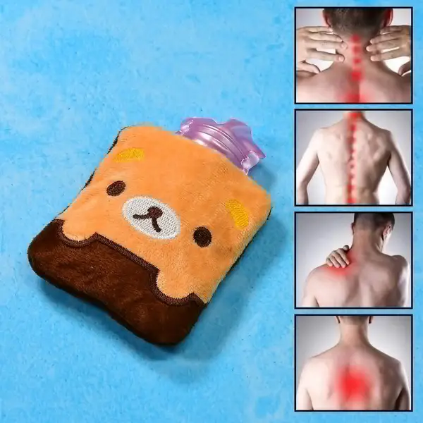 [6527_chb_brwn_panda_hotbag] Brown Panda Print small Hot Water Bag with Cover for Pain Relief, Neck, Shoulder Pain and Hand, Feet Warmer, Menstrual Cramps.