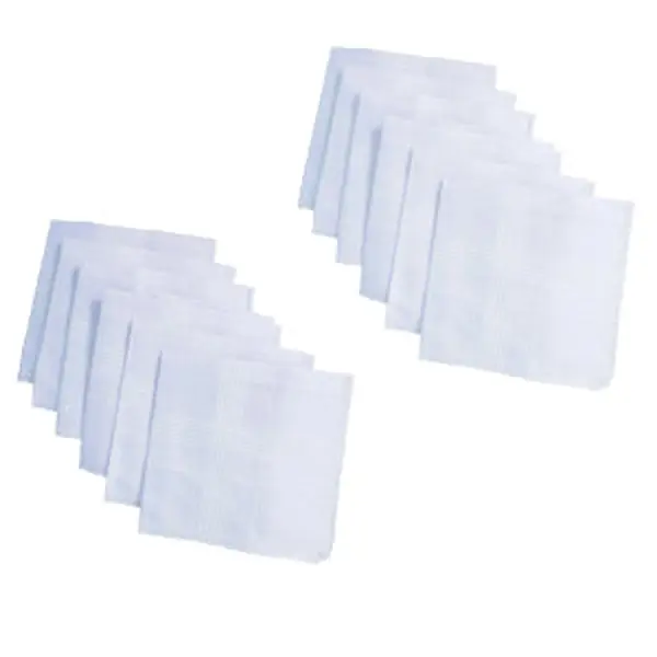 [1537_12pc_white_handkerchief] Men's King Size Formal Handkerchiefs for Office Use - Pack of 12