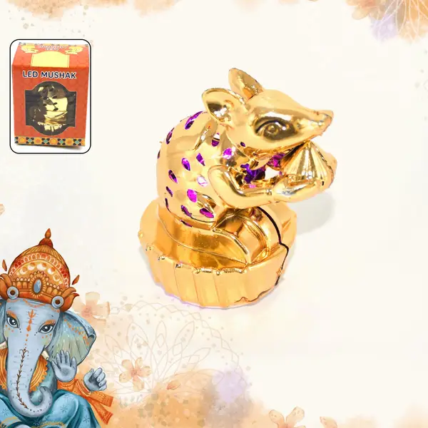 [8400_mushak_shape_led_light_1pc] Multicolour LED Mushak / LED Mooshak for Ganpati Decorations (1 Pc)