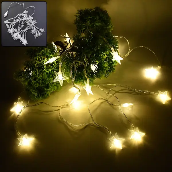 [14138_usb_20_led_decorative_lights] USB Powered 20 LED Decorative Star String Fairy Lights