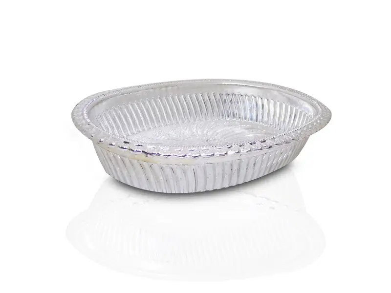[2090_oval_shape_nano_tray] Multipurpose Royal Design Oval Silver Gift Tray
