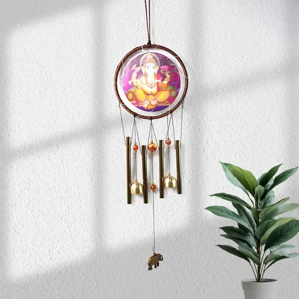 [15474_decor_lord_ganesh_wind_chimes_1pc] Lord Ganesh Wind Chimes Outdoor Hanging Wind Chime (1 Pc)