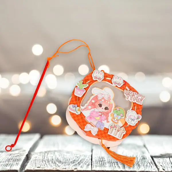 [17507_cartoon_paper_lanterns_light] DIY Handmade Cartoon Paper Lanterns – Antique Hollow-Out LED Projection for Festival Decor
