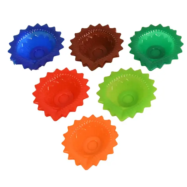 [13697_colorful_silicone_diya_6pc] Silicone Diya for Diwali Attractive Design Colourful Diya Combo (6 Pcs Set)
