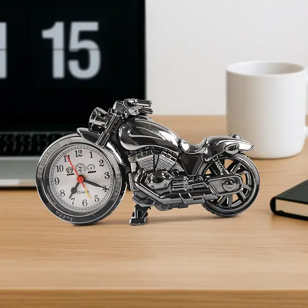 [8942_motorcycle_shape_alarm_clock] Motorcycle Alarm Clock, Motor Table Clock for Home Decor (1 Pc)