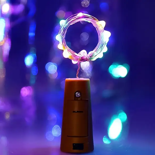 [12997_multi_color_copper_wire_lights] Wine Bottle Cork LED String Light, 2M Cable Multicolor, Battery Operated (1 Pc)