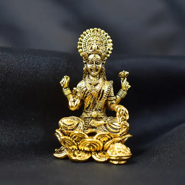 [_derosperityol_gold_plated_lakshmi_mata_&prosperity] Gold-Plated Lakshmi Mata Murti - Divine Metal Statue for Wealth & Prosperity