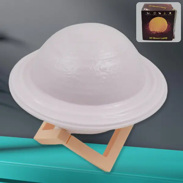 [12904_3d_mini_saturn_lamp_1pc] 3D Saturn Lamp Home Decoration Bedside Night Light With Base (1 pc / Multicolor)
