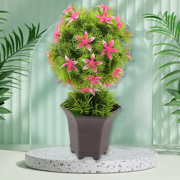 [8835_artificial_flower_pot_no2] Wild Artificial Flower Plant with Cute Pot – Home Office Tabletop Decor, Indoor Balcony Decoration (1 Pc)