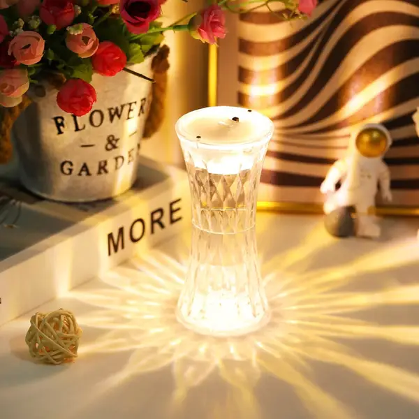 [8440_crystal_lamp_candle_1pc] Crystal Table Lamp – Universal Soft Night Light & Study, Bedroom, Office & Children's Room (12Pc MOQ)