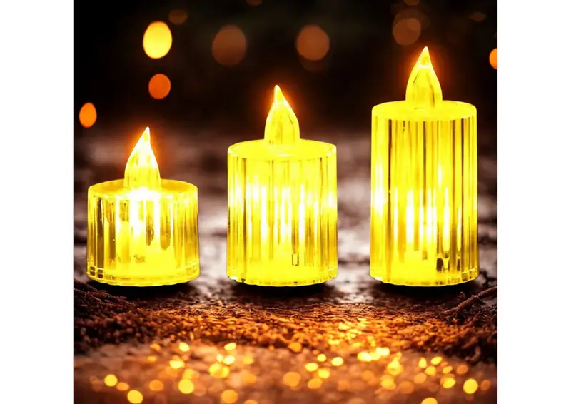 [771_set_shape_nano_candles] Golden Glow Trio | Set of 3 pc Candles