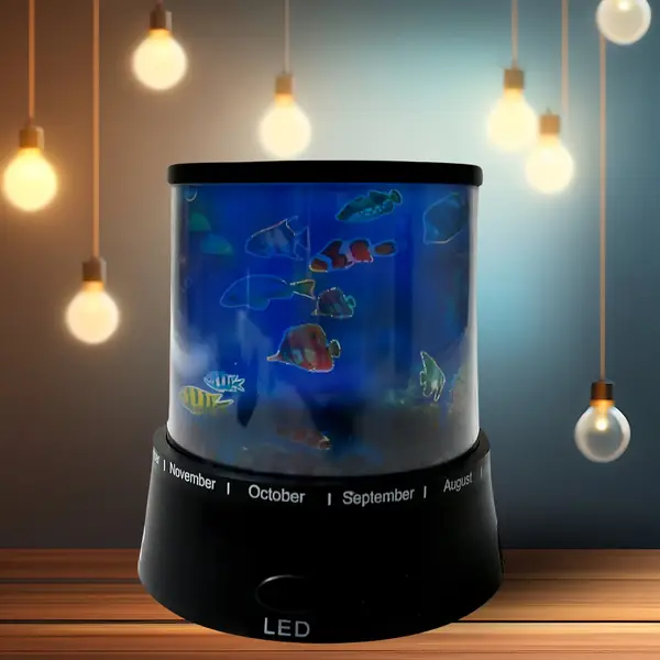 [12870_fish_night_lamp_no4] LED Projector Night Light – 3 Battery Lamps, Rotating with Music, Perfect for Kids & Home Decor (1 Pc, Battery Not Included)