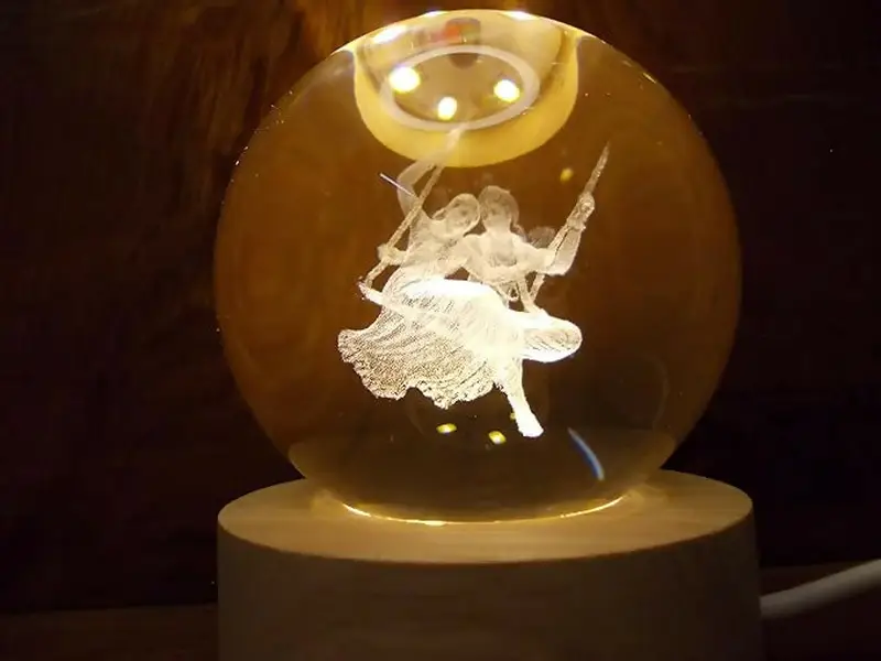[775_of_shape_nano_globe] Radha Krishna Swing of Dreams Crystal Globe