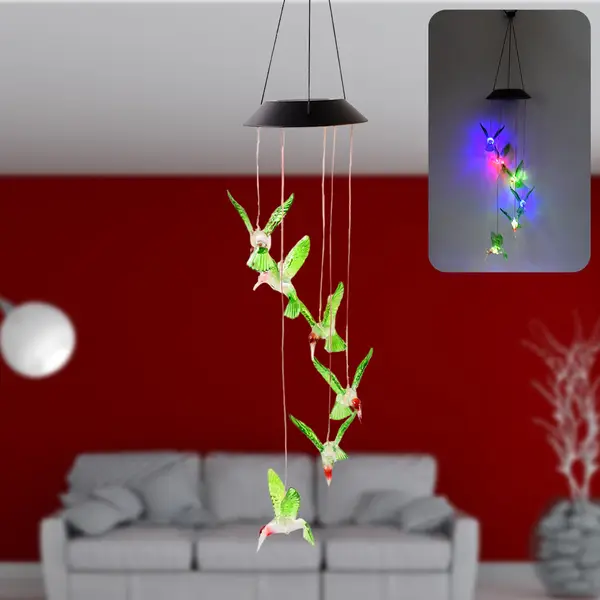 [15462_solar_hummingbird_wind_chimes] Hummingbird Solar Gifts, Gifts for Women, Gifts for Mom