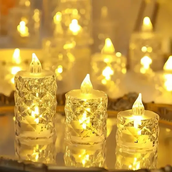 [_of_shape_nano_candles] Crystal Glow Trio | Set of 3 pc light candles