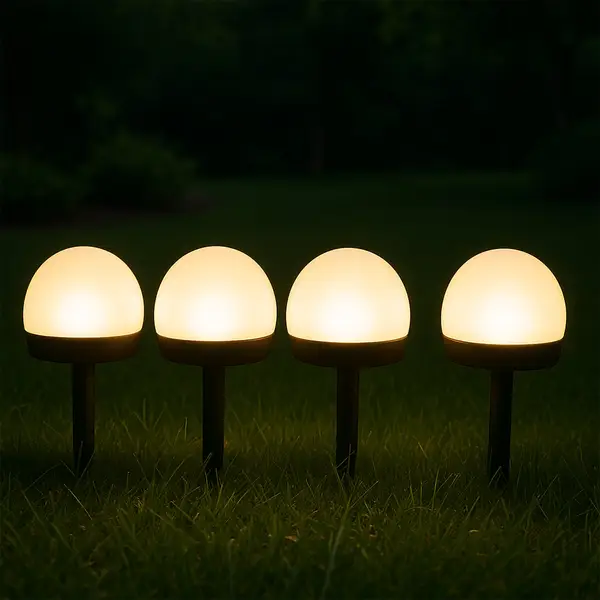 [15434_dome_solar_garden_light_set_4pc] Dome Solar Garden Light Set (4 Pc)