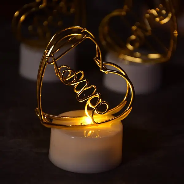 [6554_cnl_heart_shape_led_lamp] Set of 12 Multicolor Flameless Heart Candles for Decoration