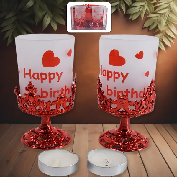 [9808_candle_holder_with_pla_stand_2pc] Tealight Holder Stylishly Shaped Candle Diya Stand Plastic Beautiful Design Festival (2 Pc / Mix Design)