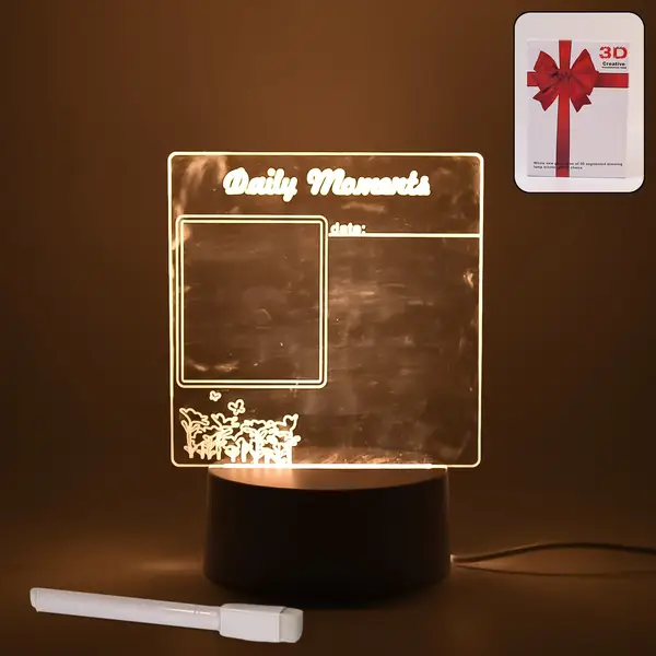 [12939_3d_square_shape_creative_lamp] Creative Visualization Lamp 3 D Acrylic Decorative Lamp (1 Pc)