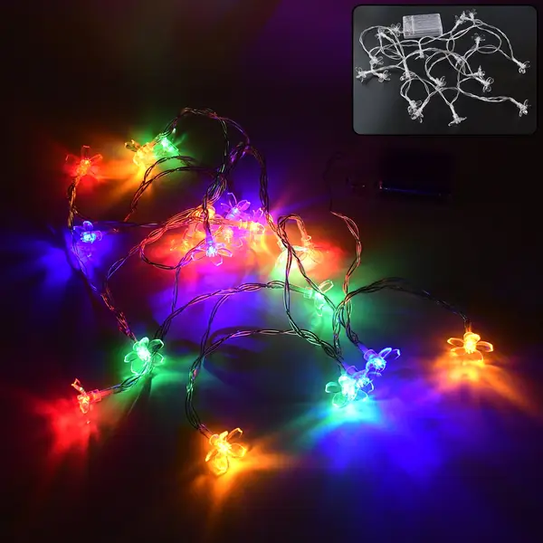 [14202_decorative_led_flower_string_lights] 3 Meter Battery Operated Decorative LED Flower String Lights