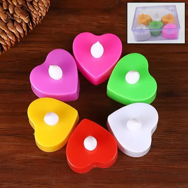 [13492_led_tealight_candle_6pc] LED Tealights, Smokeless Plastic Decorative Candles (Pack Of 6 / Multicolor)