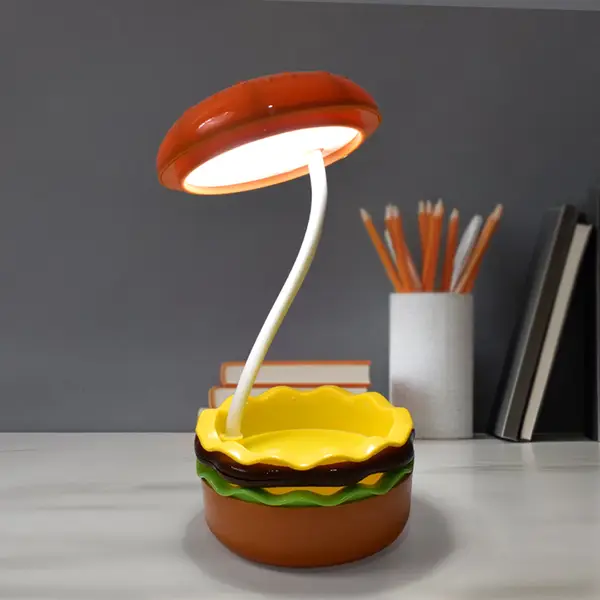 [13406_burger_fold_desk_lamp_1pc] Burger Delight: Folding LED Night Lamp (1 Pc)