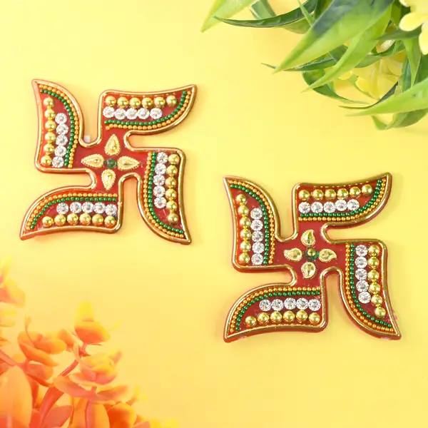 [19108_acrylic_deco_swastik_sticker_2pc] Decorative Swastik Sticker (2Pc Set)