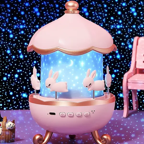 [6927_rotating_led_night_light_projector] Bunny’s Carousel Rotating LED Night Light