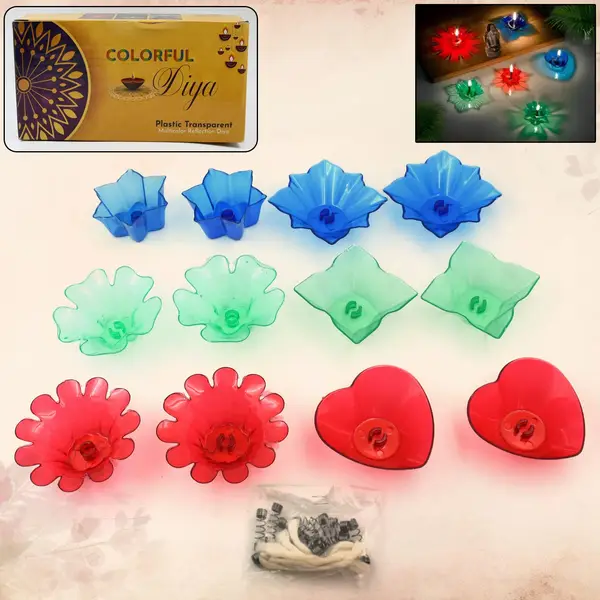 [6320_12pc_pla_reflection_diya] Magical Reflection Diya Set with 6 Attractive Design Cup Set Of 12 Pieces