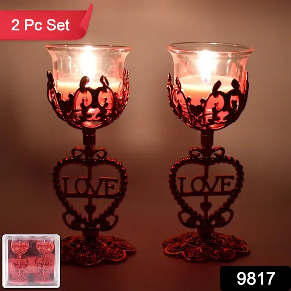 [9817_tea_lights_holder_candle_stand] Tea Lights Holder Candle Stand (2 Pc Set)
